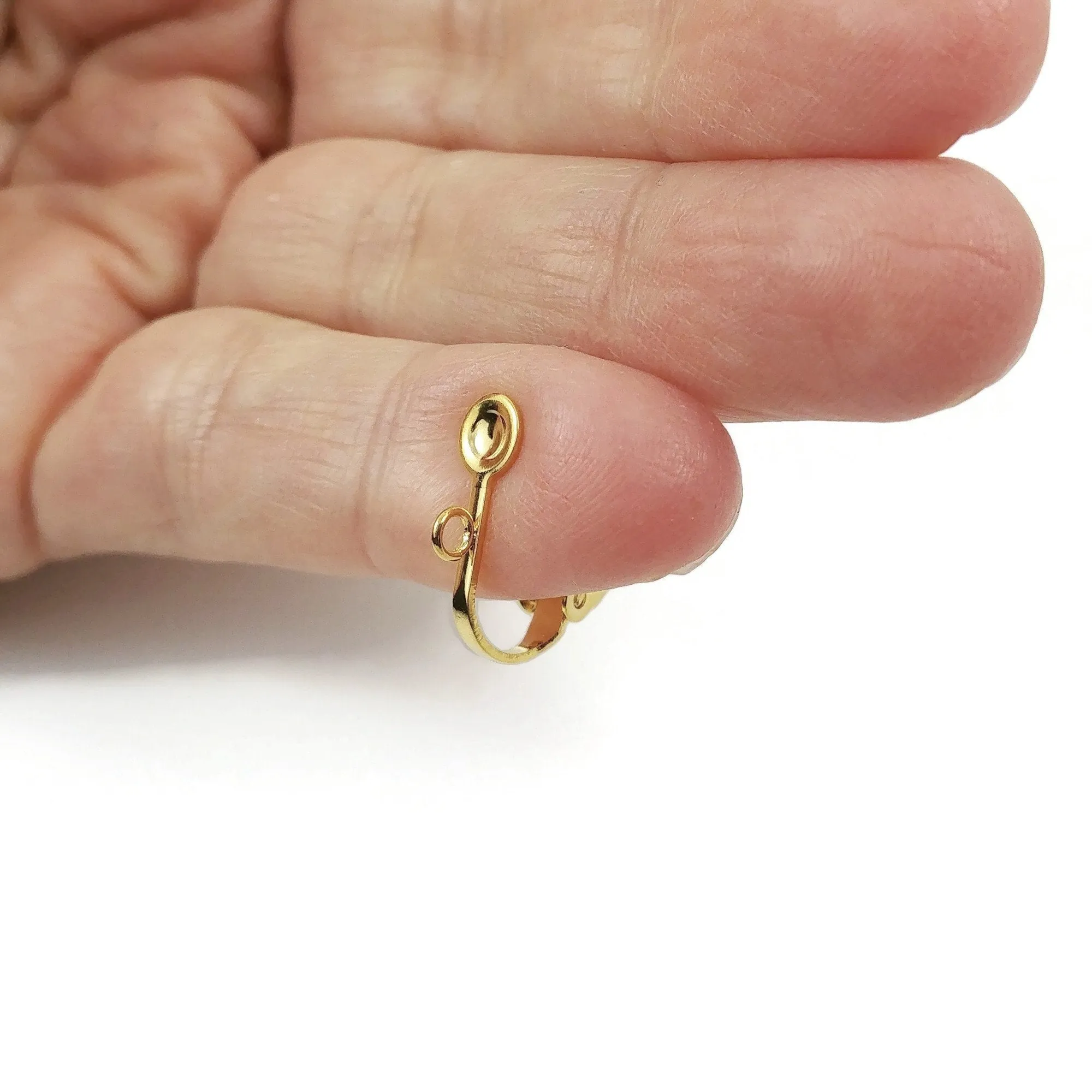 2 pcs (1 pair) Stainless steel clip on earring findings with pad and loop