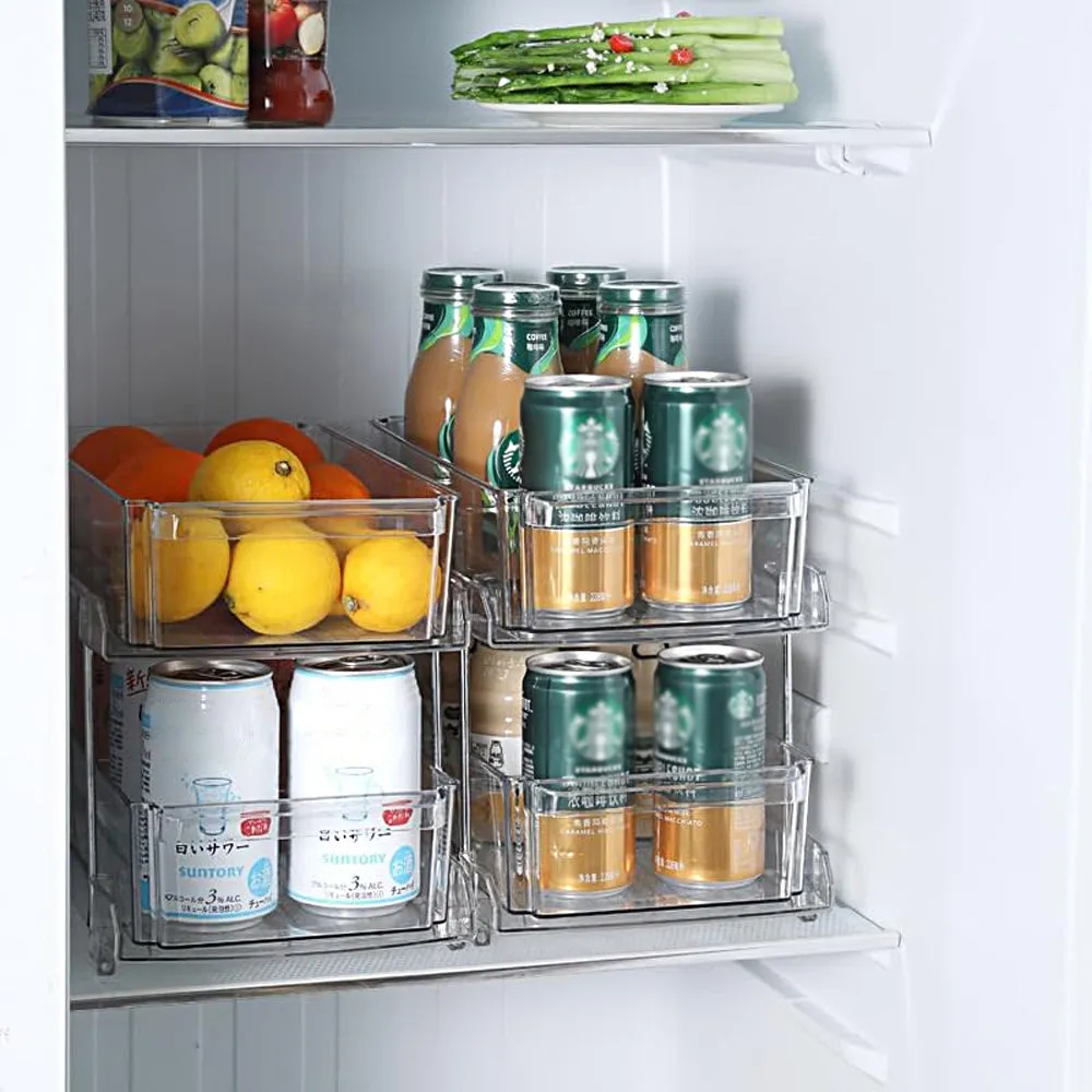 2-Tier Double Sliding Under Sink Organizers Bathroom Cabinet Shelf Organizer Storage Rack Transparent