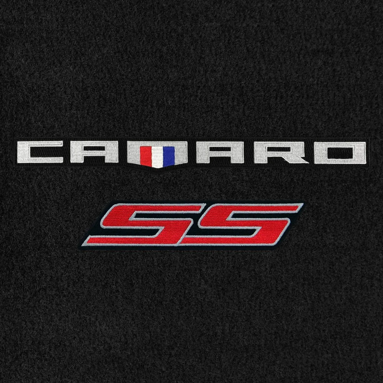 2016-2024 Camaro 2PC Lloyds Mats Velourtex Camaro : Ebony SS Red Double Logo