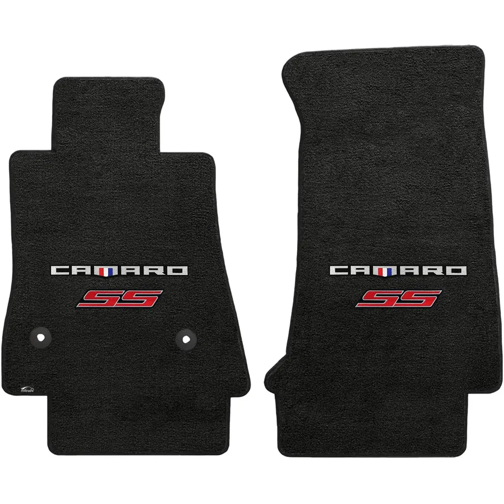 2016-2024 Camaro 2PC Lloyds Mats Velourtex Camaro : Ebony SS Red Double Logo