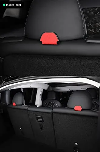 2nd Row Rear Seat Headrest Trunk Storage Hooks for Tesla Model Y (Red Suede)