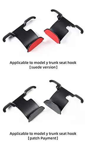 2nd Row Rear Seat Headrest Trunk Storage Hooks for Tesla Model Y (Red Suede)