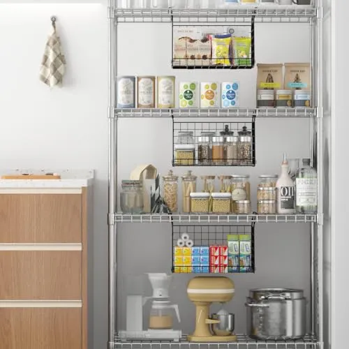3-Tier Hanging Metal Laundry Basket：Foldable Laundry Room Organizer Wire Shelf Basket with 360°Rotating Hooks Space Saving Over Washer and Dryer Shelves - Closet Storage in Laundry Room Organizaton