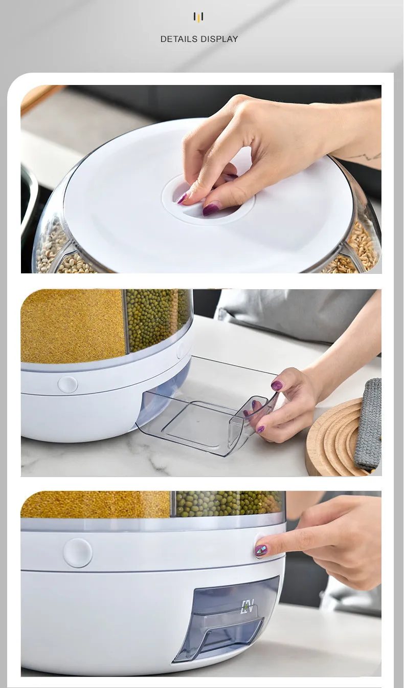 360° Rotating Dry Food and Grain Storage Dispenser