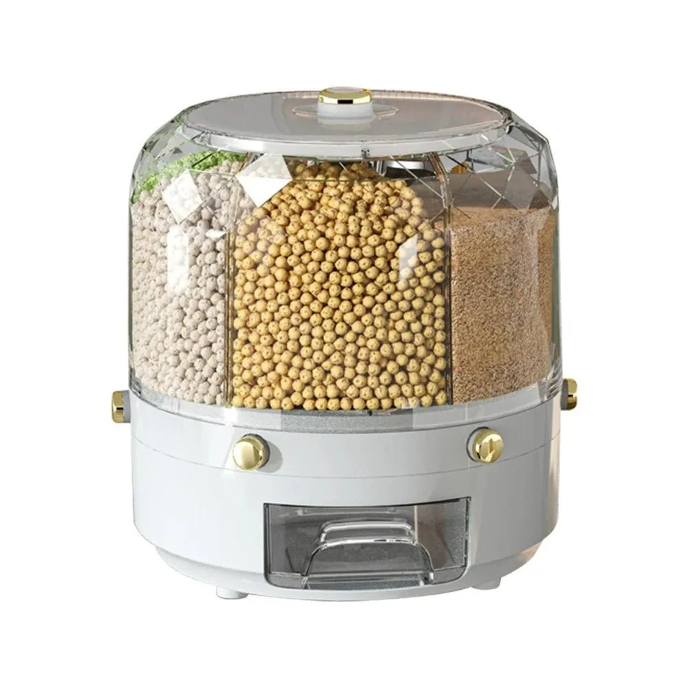 360° Rotating Grain Dispenser - Multi-Compartment Storage