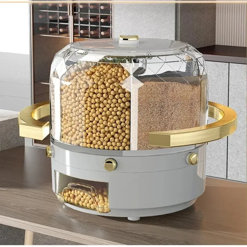 360° Rotating Grain Dispenser - Multi-Compartment Storage