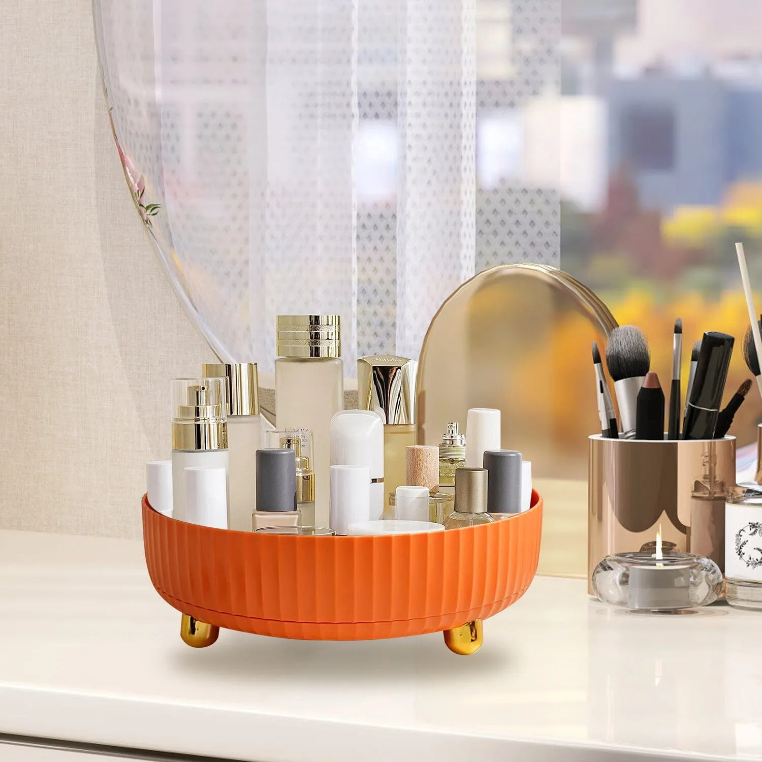 360¬∞ Spinning Perfume Cosmetic Storage Tray 22Lbs Load