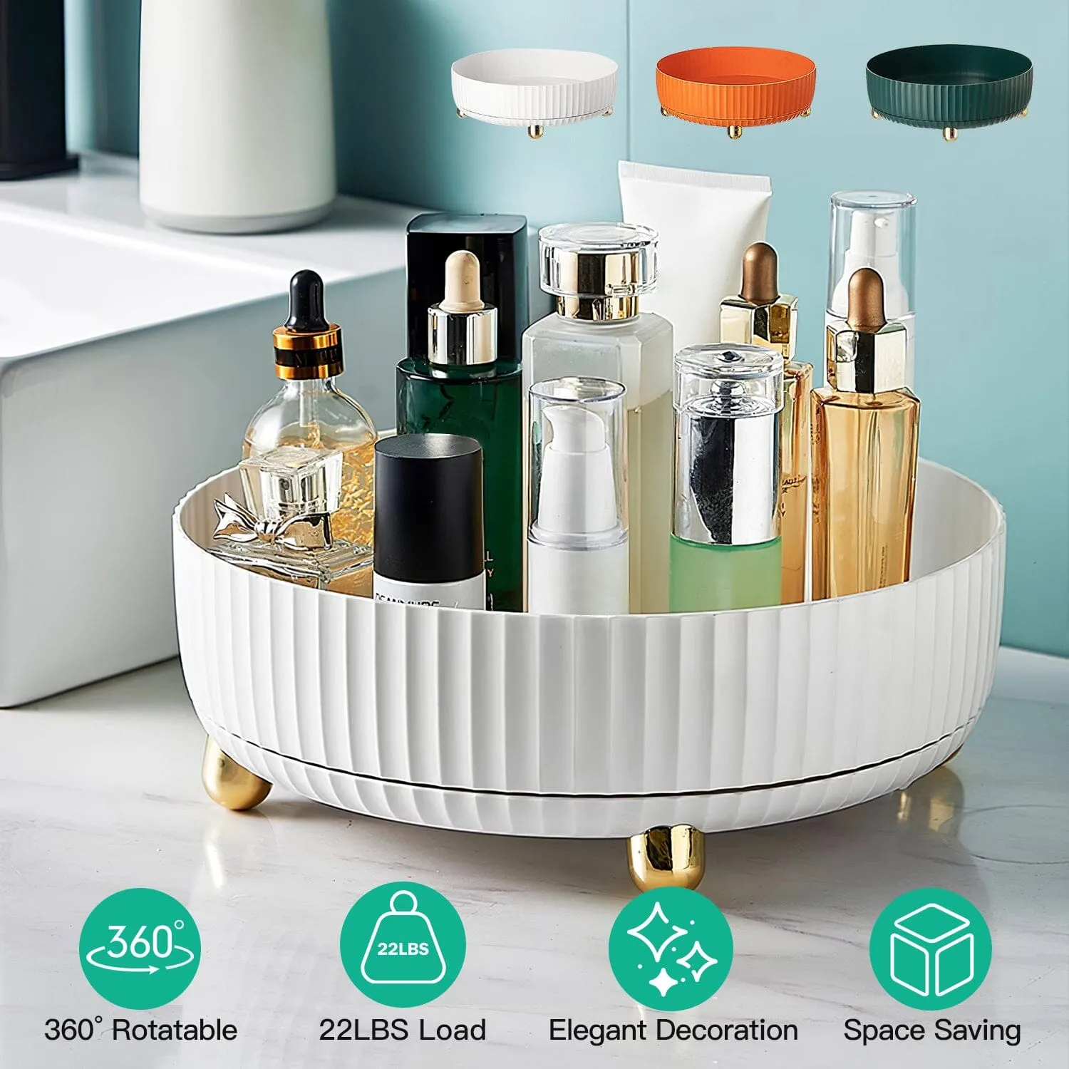 360¬∞ Spinning Perfume Cosmetic Storage Tray 22Lbs Load