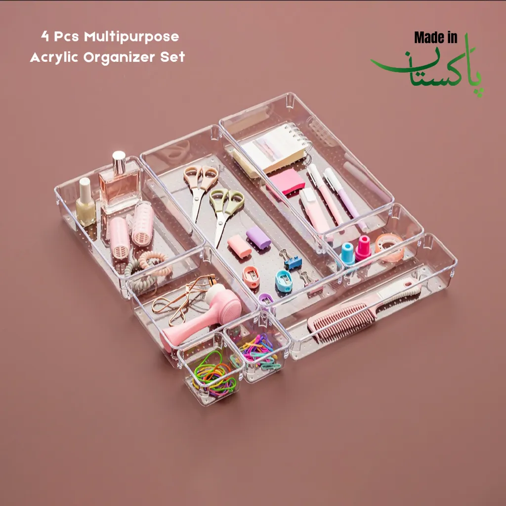 4 Pieces Multipurpose Acrylic Organizer Set