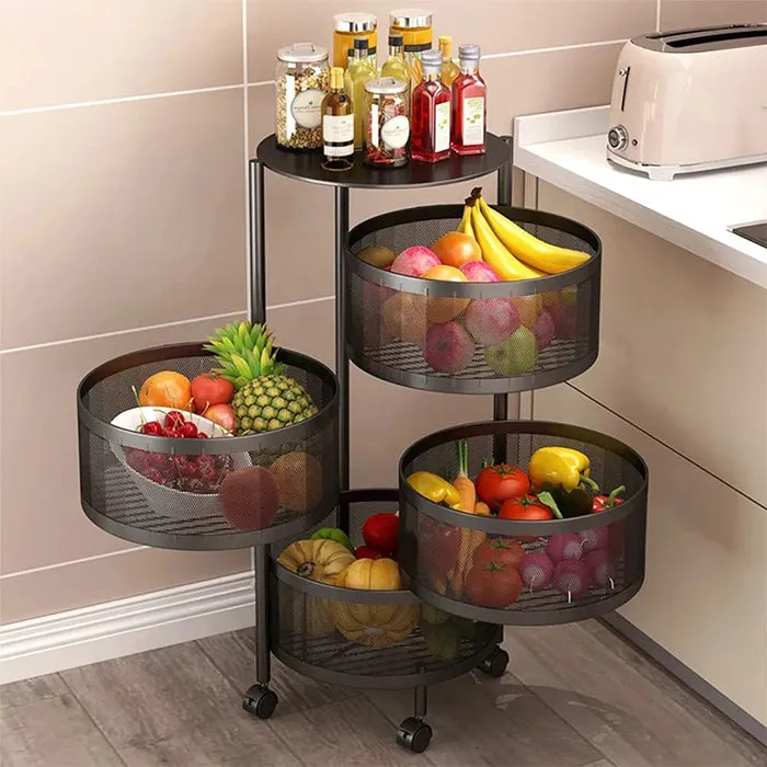 4 Tier Kitchen Storage Rotatable Rack