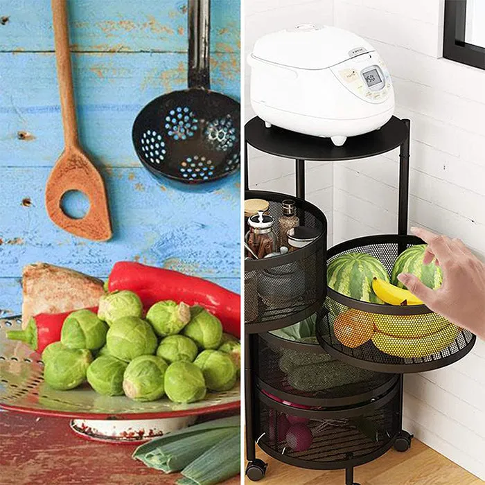 4 Tier Kitchen Storage Rotatable Rack