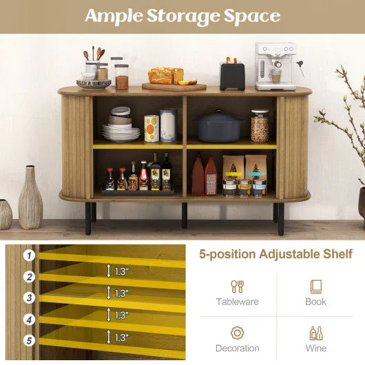 47" Sideboard Buffet Cabinet with Adjustable Shelves for Kitchen Dining Room Living Room Entryway-Oak