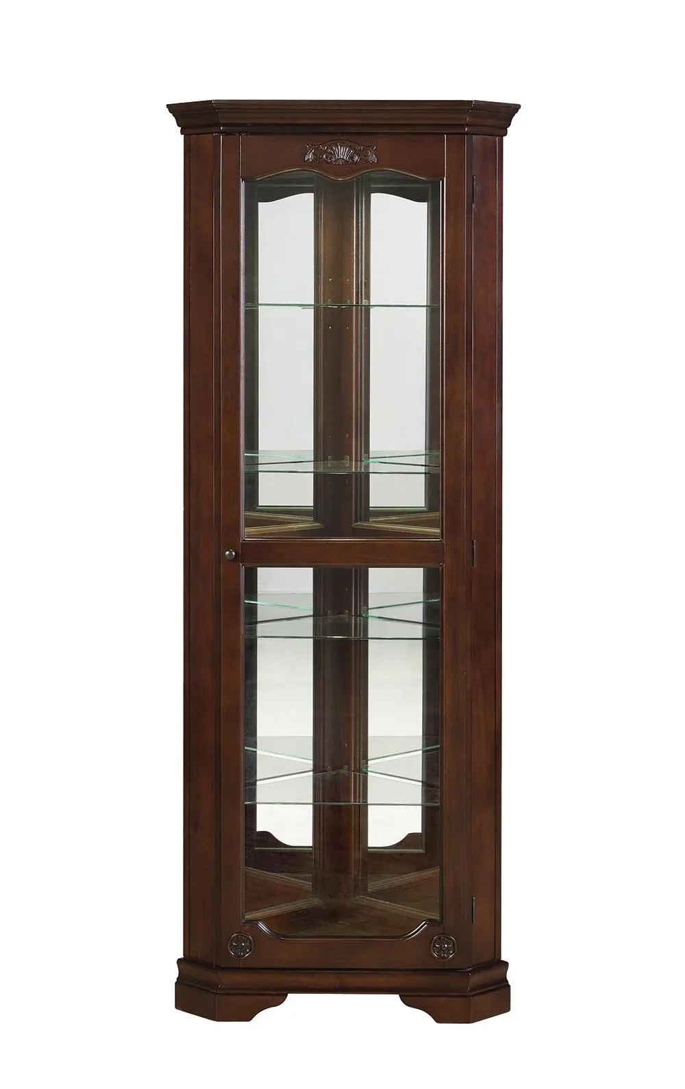 5-shelf Corner Curio Cabinet Golden Brown