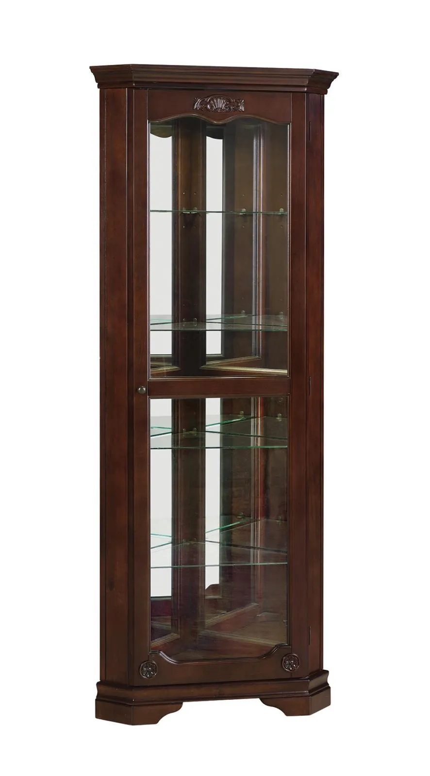 5-shelf Corner Curio Cabinet Golden Brown