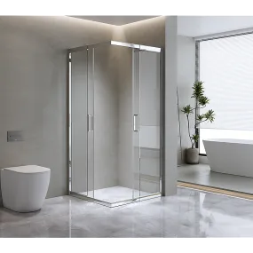 6mm Double Sliding Glass Shower Screen, Chrome, 1100x1100mm