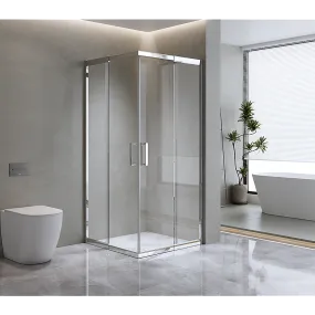 900x900mm Double Sliding Shower Screen, 6mm Glass, Chrome