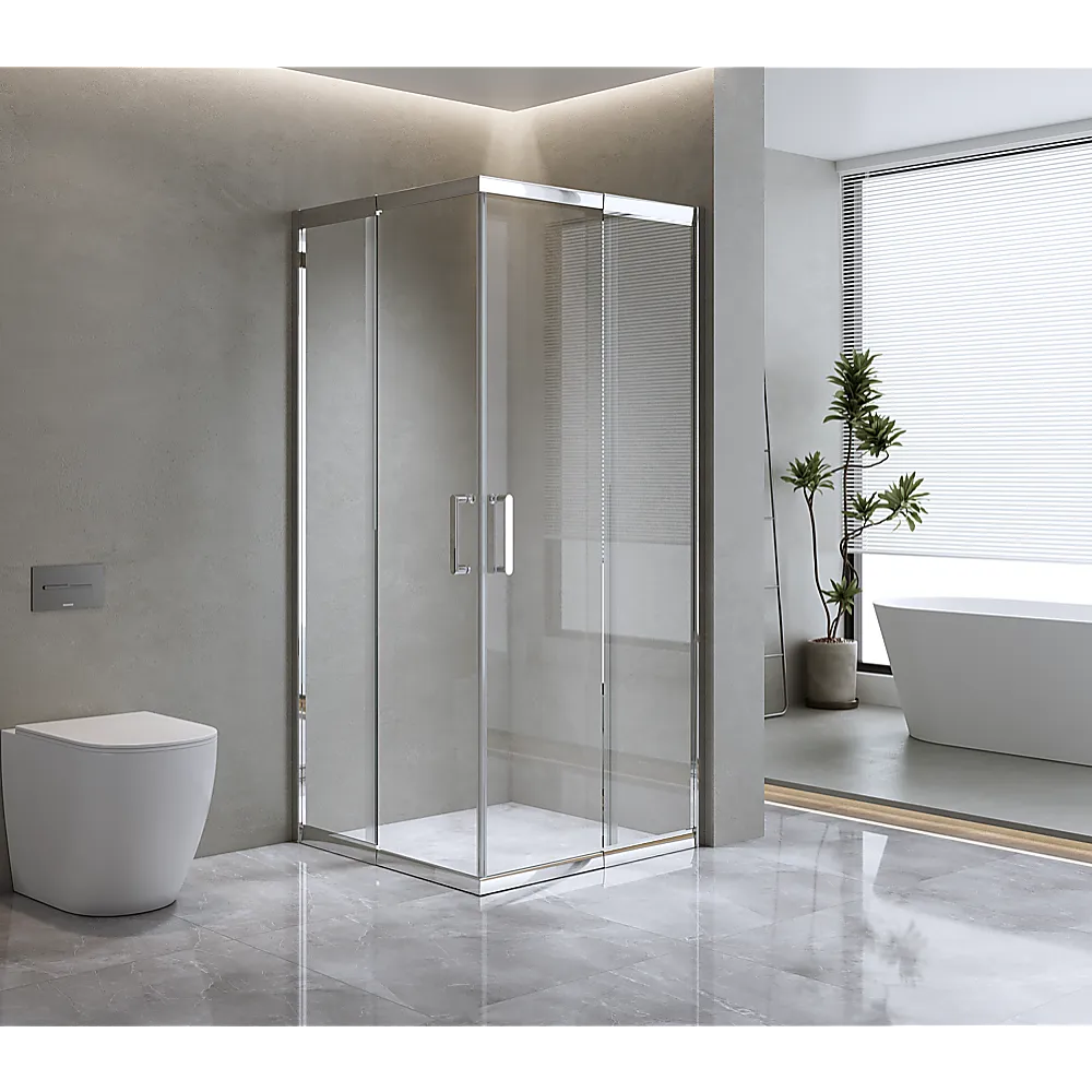 900x900mm Double Sliding Shower Screen, 6mm Glass, Chrome
