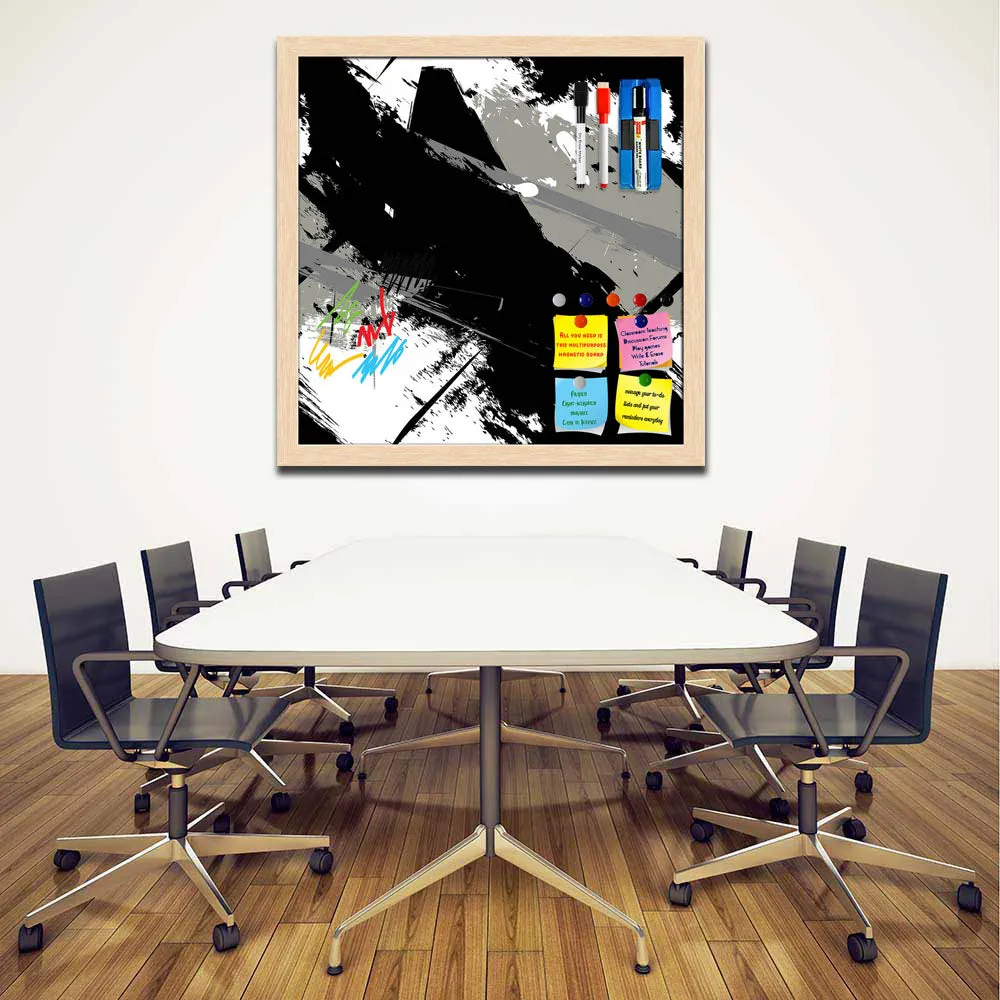 Abstract Art Grunge Pattern Framed Magnetic Dry Erase Board | Combo with Magnet Buttons & Markers
