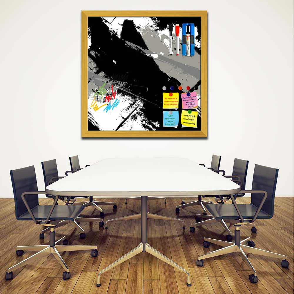 Abstract Art Grunge Pattern Framed Magnetic Dry Erase Board | Combo with Magnet Buttons & Markers
