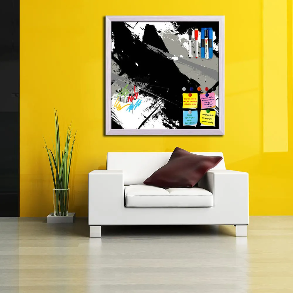Abstract Art Grunge Pattern Framed Magnetic Dry Erase Board | Combo with Magnet Buttons & Markers