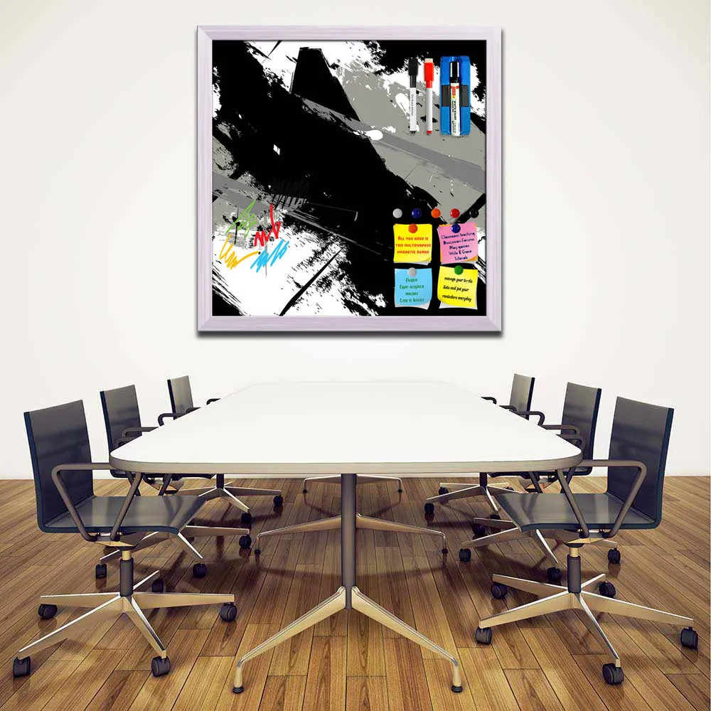 Abstract Art Grunge Pattern Framed Magnetic Dry Erase Board | Combo with Magnet Buttons & Markers
