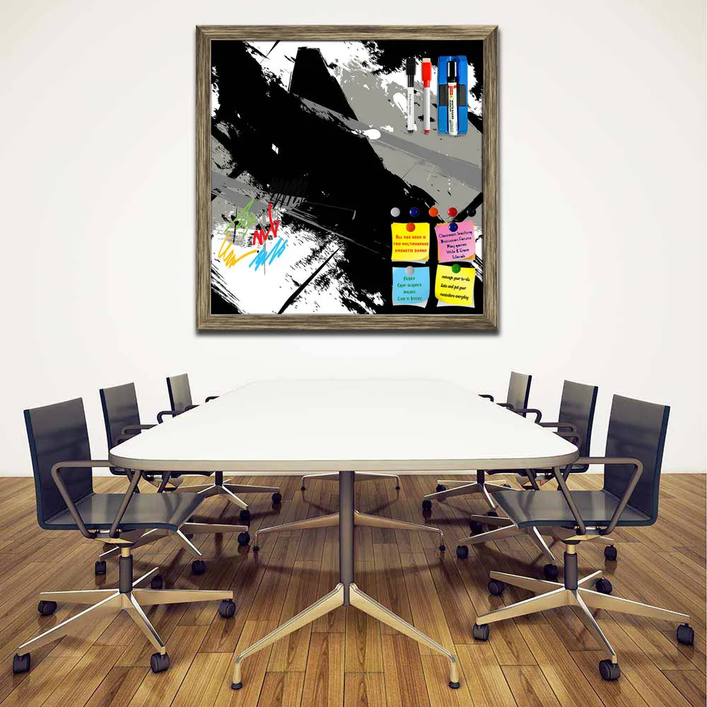 Abstract Art Grunge Pattern Framed Magnetic Dry Erase Board | Combo with Magnet Buttons & Markers