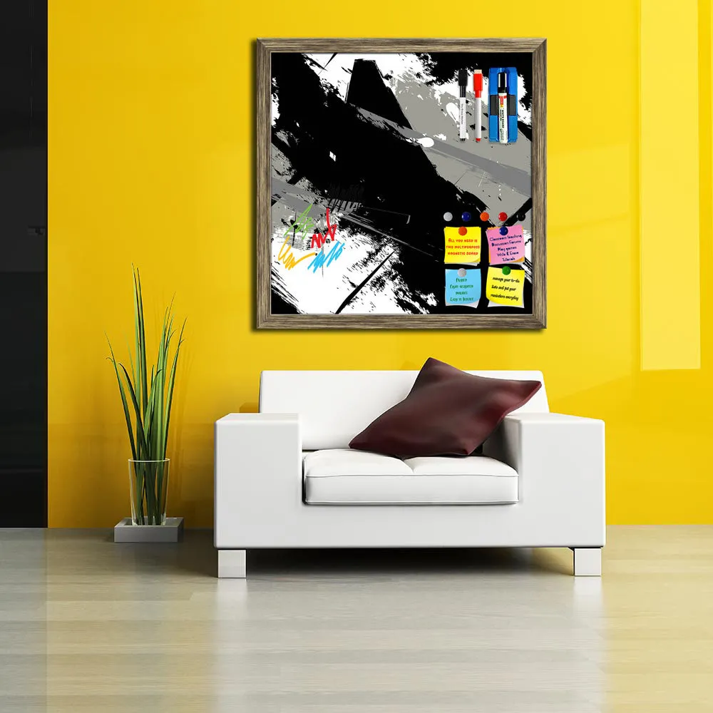 Abstract Art Grunge Pattern Framed Magnetic Dry Erase Board | Combo with Magnet Buttons & Markers