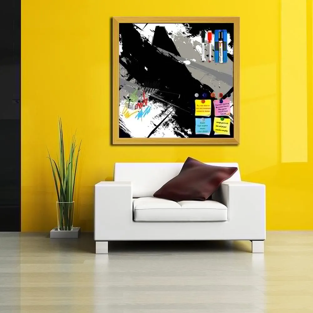 Abstract Art Grunge Pattern Framed Magnetic Dry Erase Board | Combo with Magnet Buttons & Markers