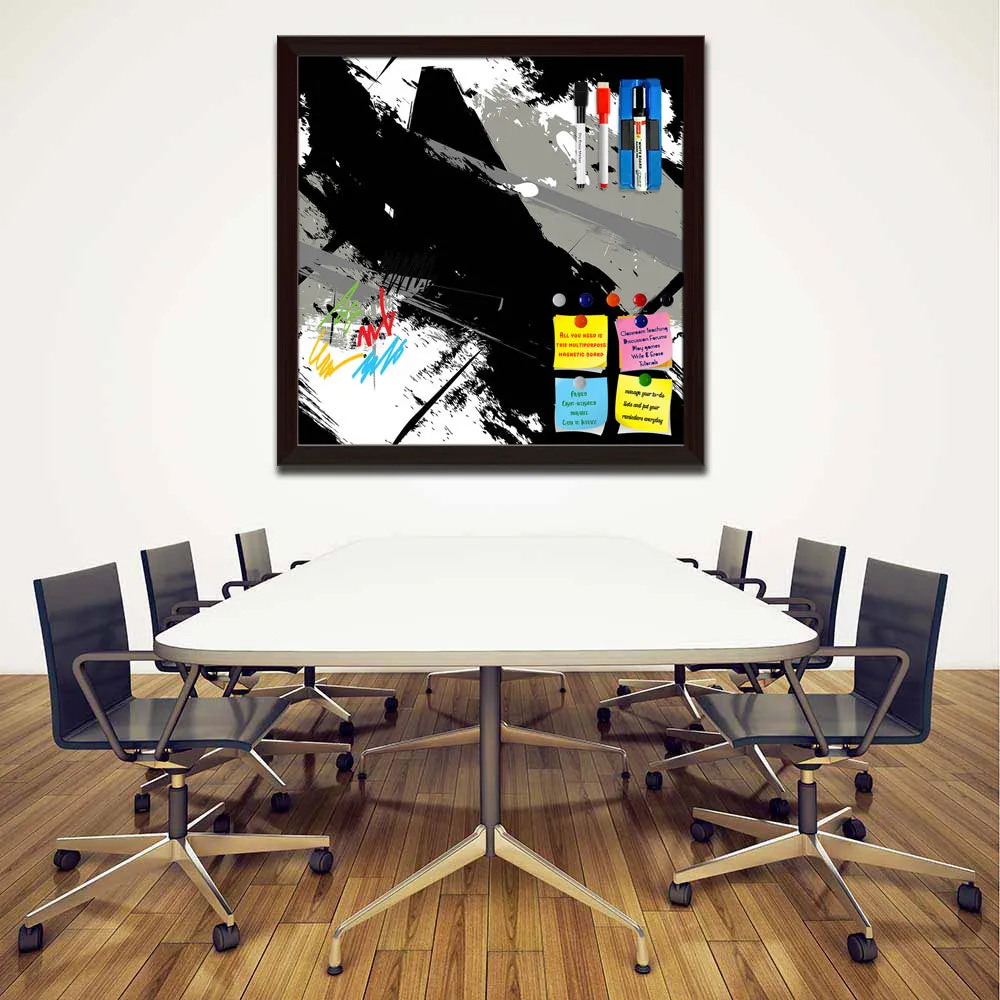 Abstract Art Grunge Pattern Framed Magnetic Dry Erase Board | Combo with Magnet Buttons & Markers