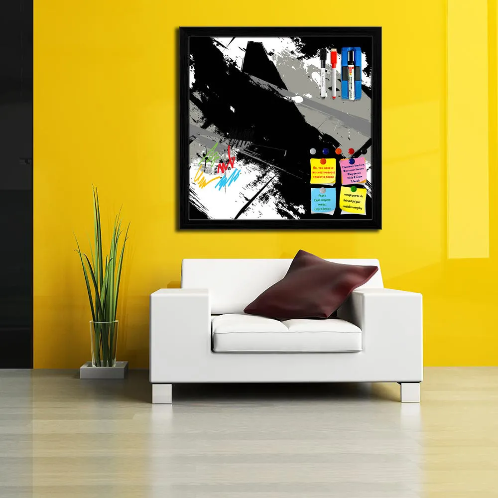 Abstract Art Grunge Pattern Framed Magnetic Dry Erase Board | Combo with Magnet Buttons & Markers