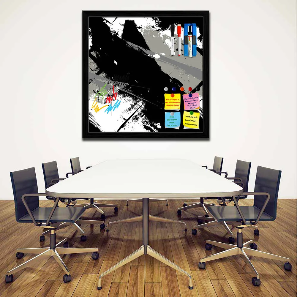 Abstract Art Grunge Pattern Framed Magnetic Dry Erase Board | Combo with Magnet Buttons & Markers