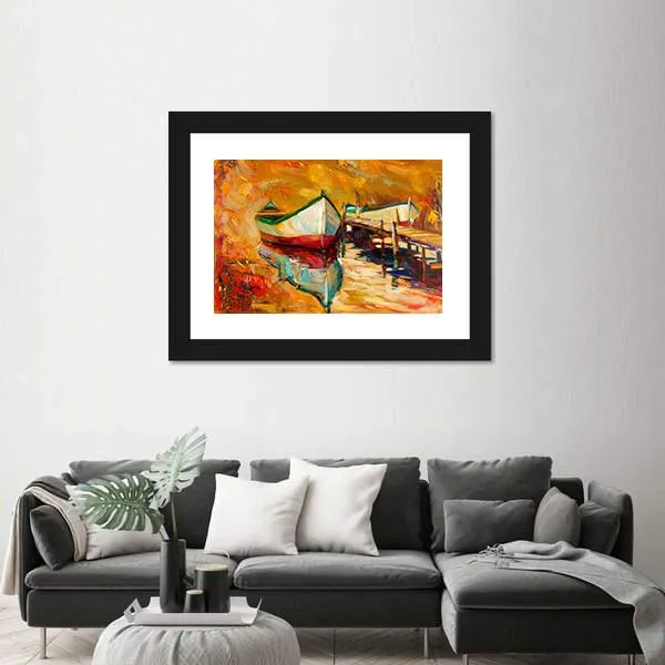 Abstract Boat & Jetty Canvas Wall Art