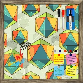Abstract Colorful Icosahedrons Framed Magnetic Dry Erase Board | Combo with Magnet Buttons & Markers