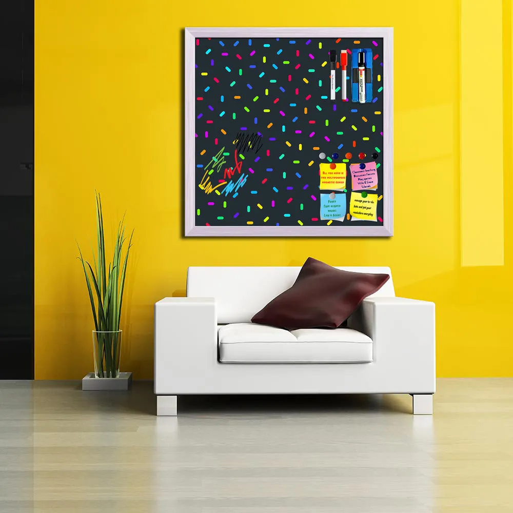 Abstract Colorful Pattern Framed Magnetic Dry Erase Board | Combo with Magnet Buttons & Markers