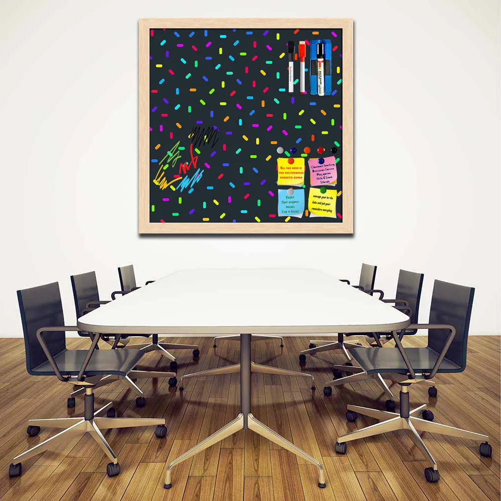 Abstract Colorful Pattern Framed Magnetic Dry Erase Board | Combo with Magnet Buttons & Markers