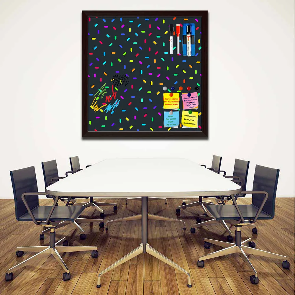 Abstract Colorful Pattern Framed Magnetic Dry Erase Board | Combo with Magnet Buttons & Markers