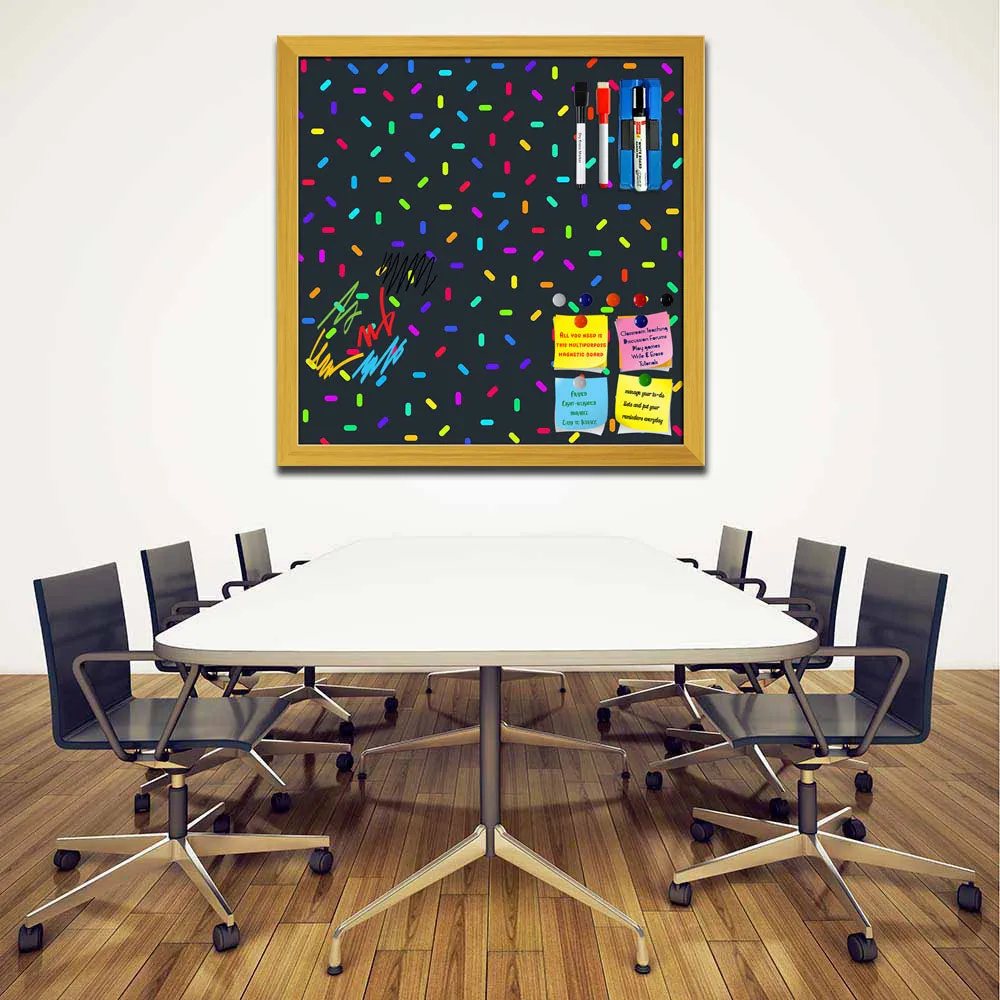 Abstract Colorful Pattern Framed Magnetic Dry Erase Board | Combo with Magnet Buttons & Markers