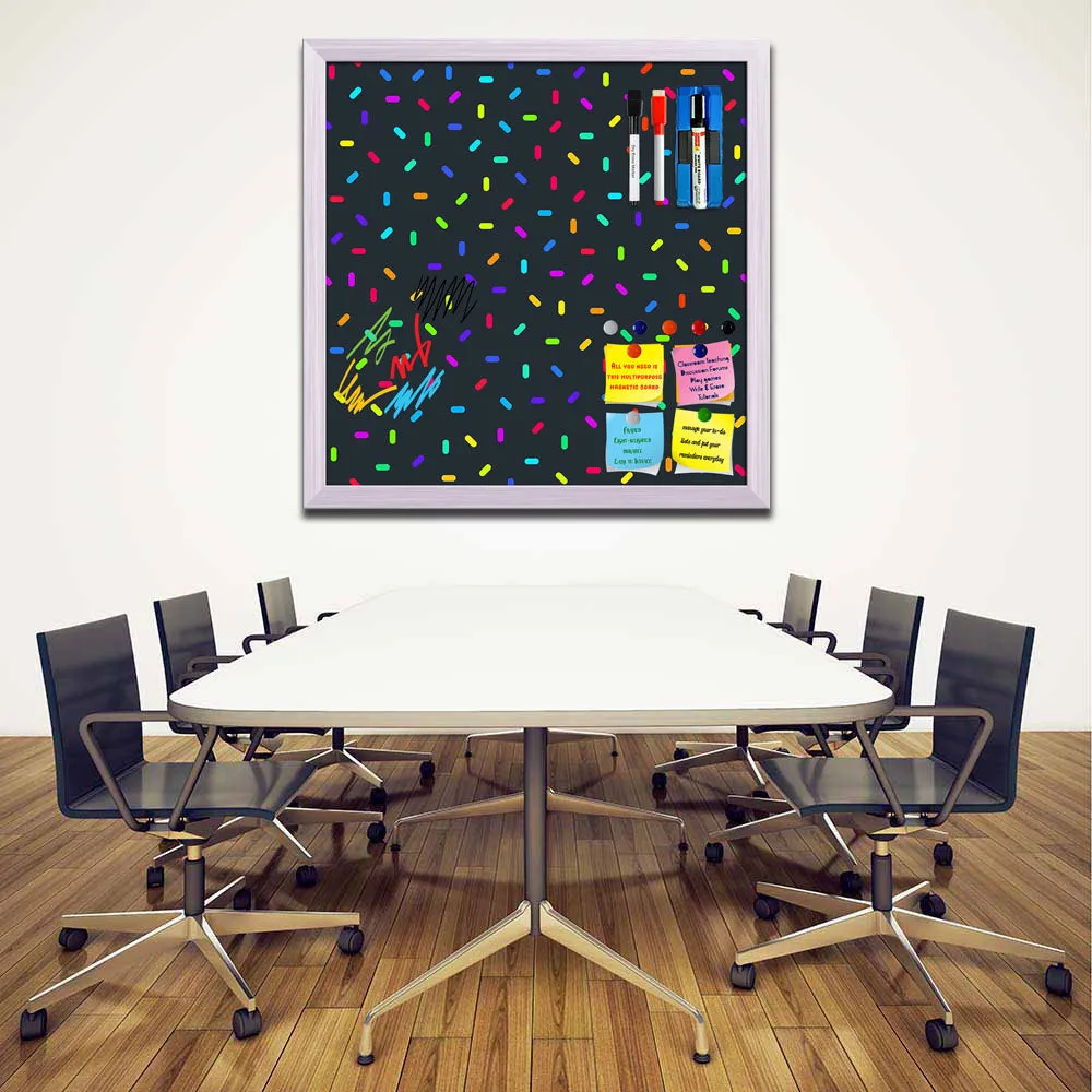 Abstract Colorful Pattern Framed Magnetic Dry Erase Board | Combo with Magnet Buttons & Markers