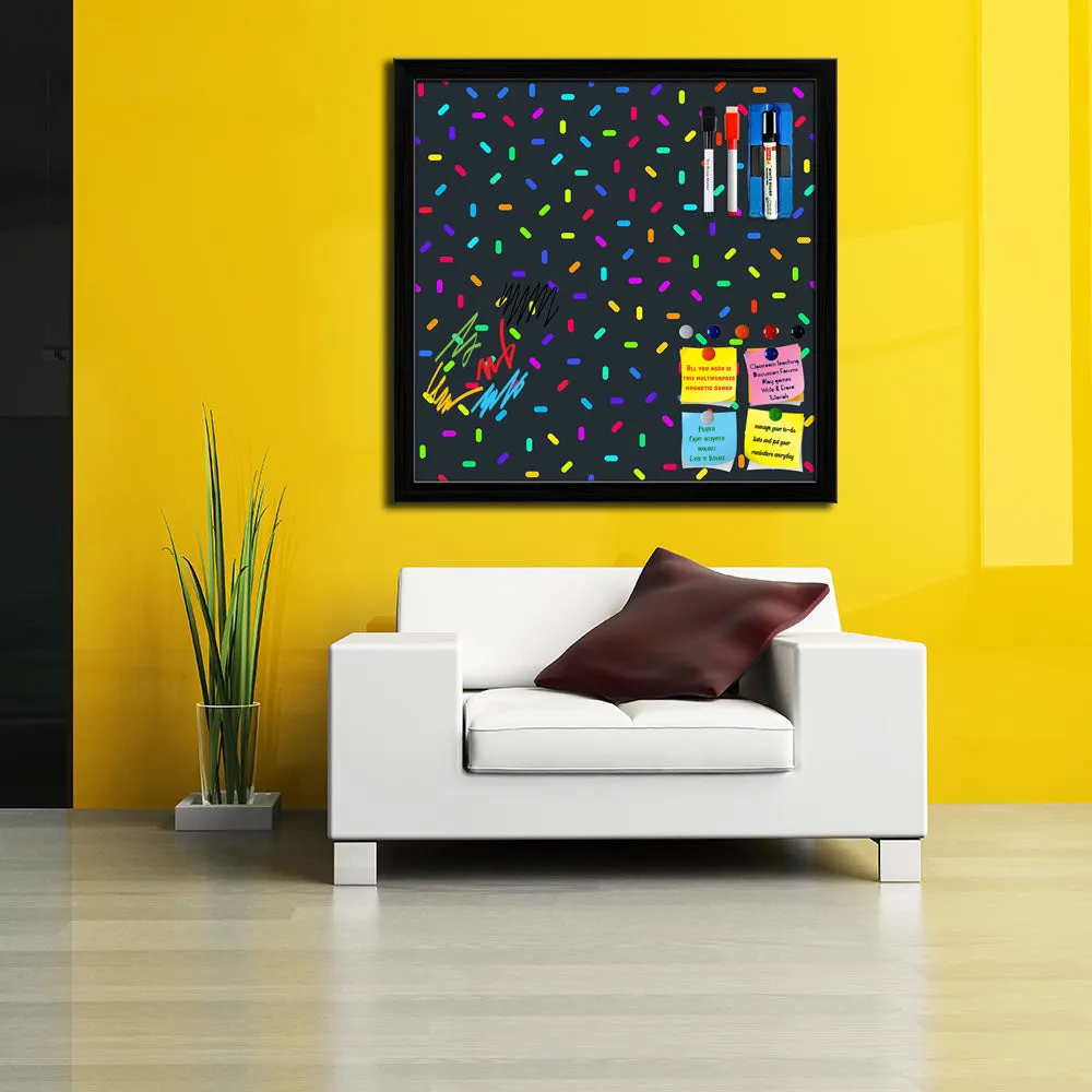 Abstract Colorful Pattern Framed Magnetic Dry Erase Board | Combo with Magnet Buttons & Markers