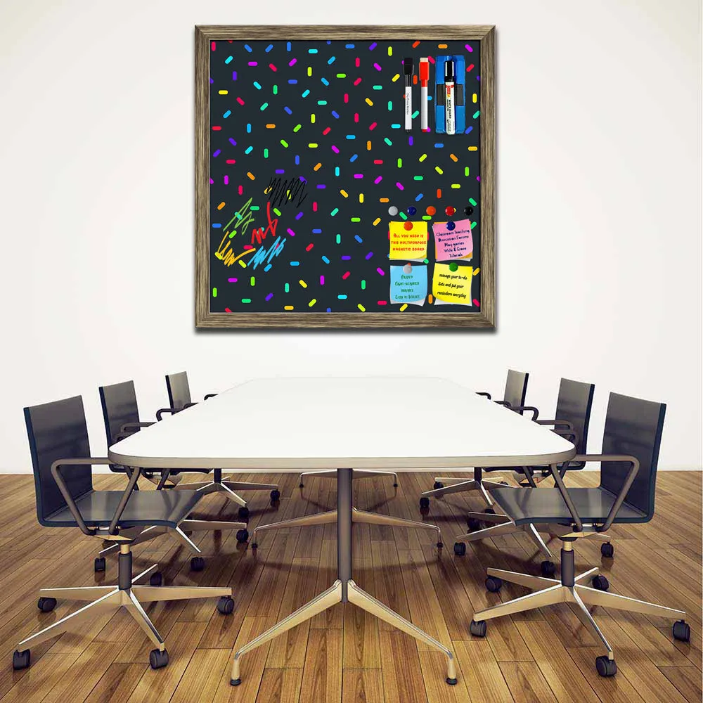 Abstract Colorful Pattern Framed Magnetic Dry Erase Board | Combo with Magnet Buttons & Markers