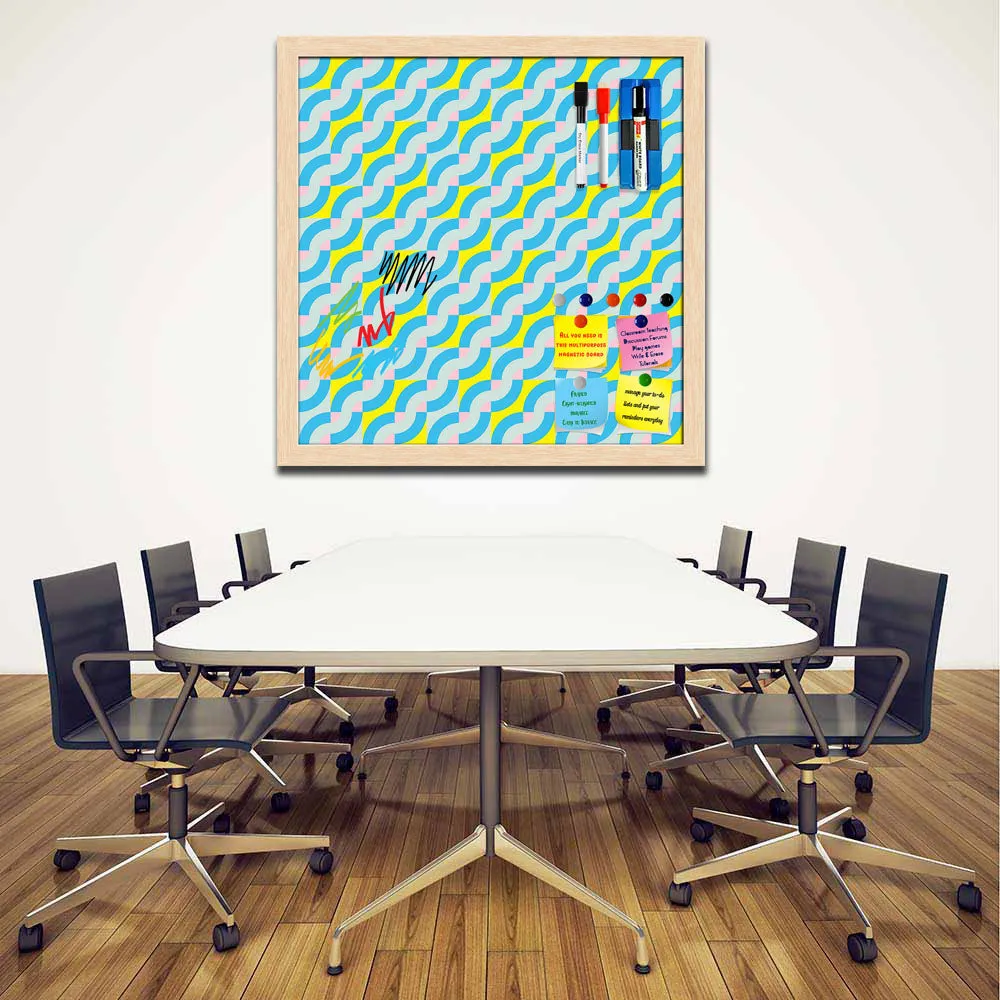 Abstract Geometric 3D Pattern D2 Framed Magnetic Dry Erase Board | Combo with Magnet Buttons & Markers