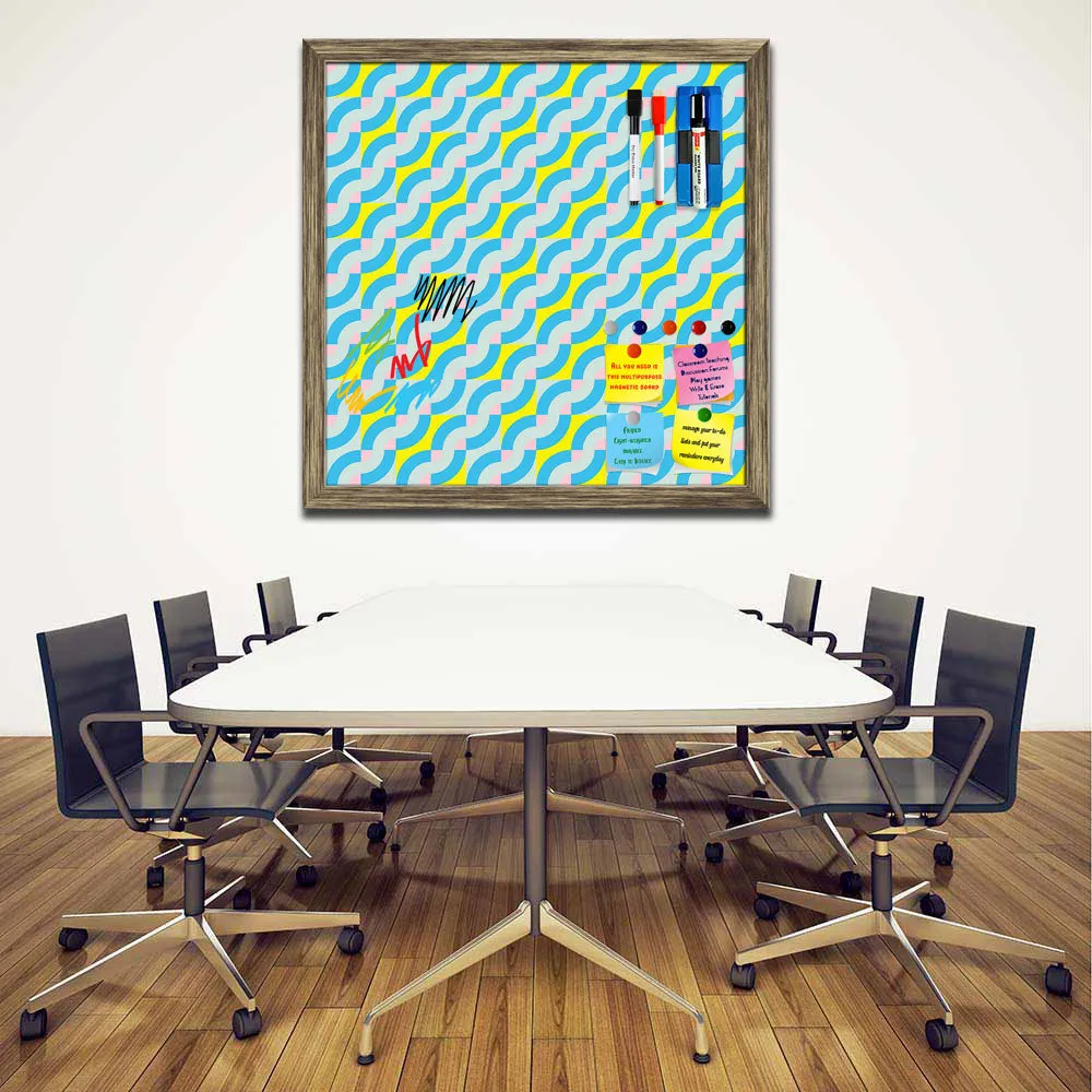 Abstract Geometric 3D Pattern D2 Framed Magnetic Dry Erase Board | Combo with Magnet Buttons & Markers