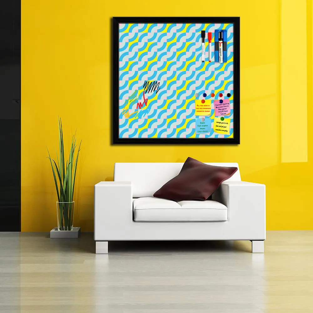 Abstract Geometric 3D Pattern D2 Framed Magnetic Dry Erase Board | Combo with Magnet Buttons & Markers