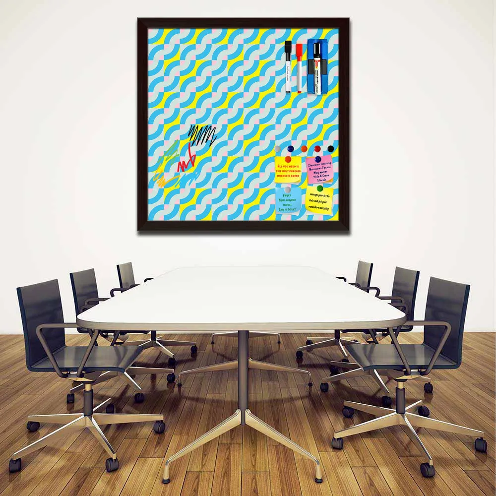 Abstract Geometric 3D Pattern D2 Framed Magnetic Dry Erase Board | Combo with Magnet Buttons & Markers