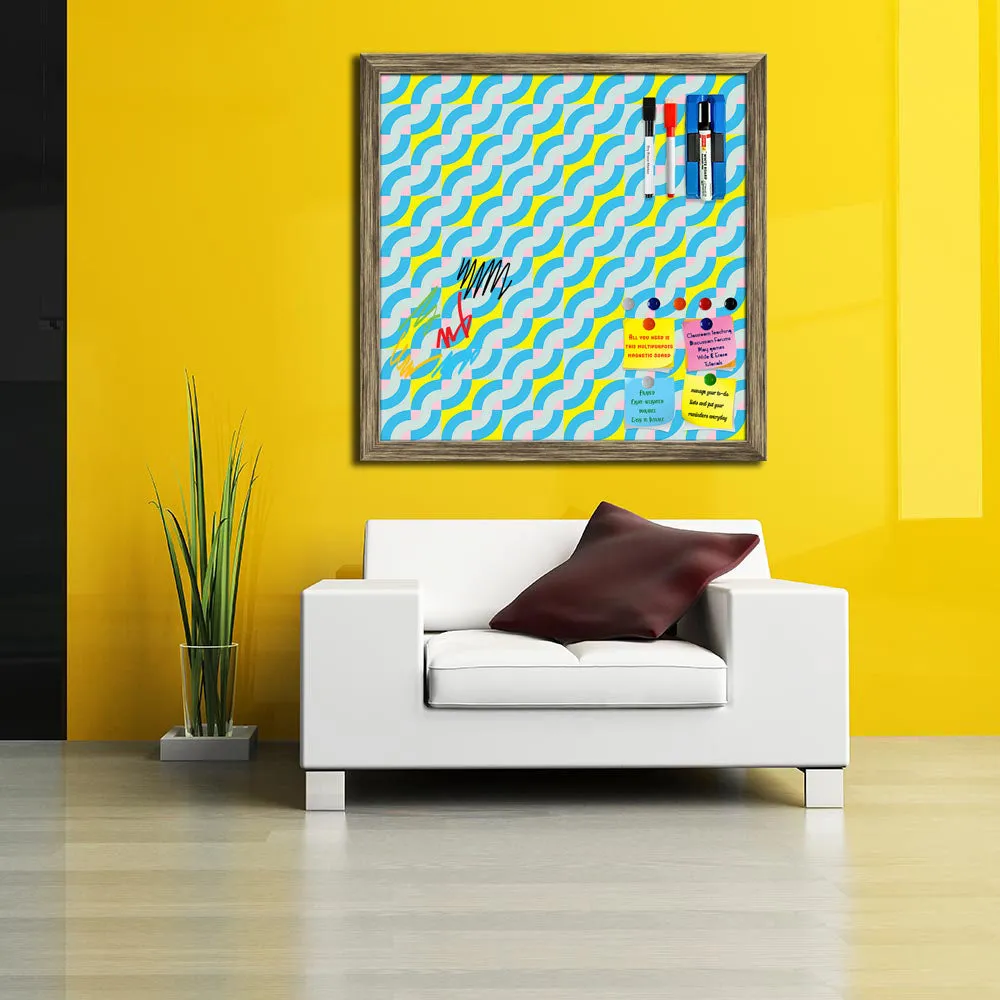 Abstract Geometric 3D Pattern D2 Framed Magnetic Dry Erase Board | Combo with Magnet Buttons & Markers