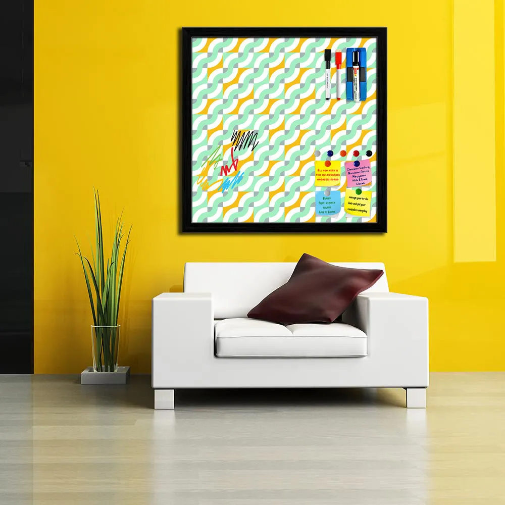 Abstract Geometric 3D Pattern D3 Framed Magnetic Dry Erase Board | Combo with Magnet Buttons & Markers