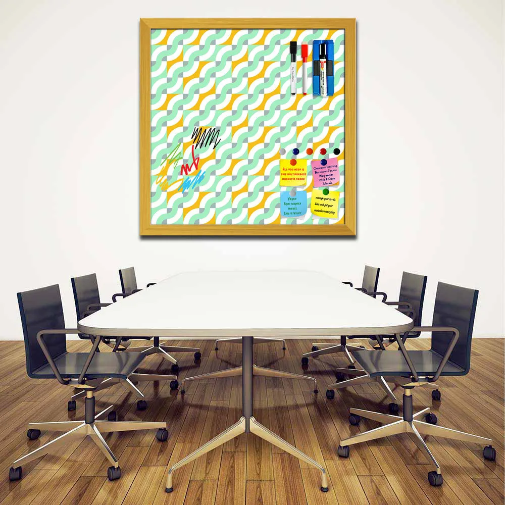 Abstract Geometric 3D Pattern D3 Framed Magnetic Dry Erase Board | Combo with Magnet Buttons & Markers
