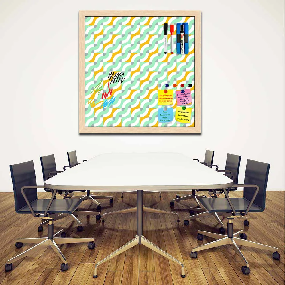 Abstract Geometric 3D Pattern D3 Framed Magnetic Dry Erase Board | Combo with Magnet Buttons & Markers