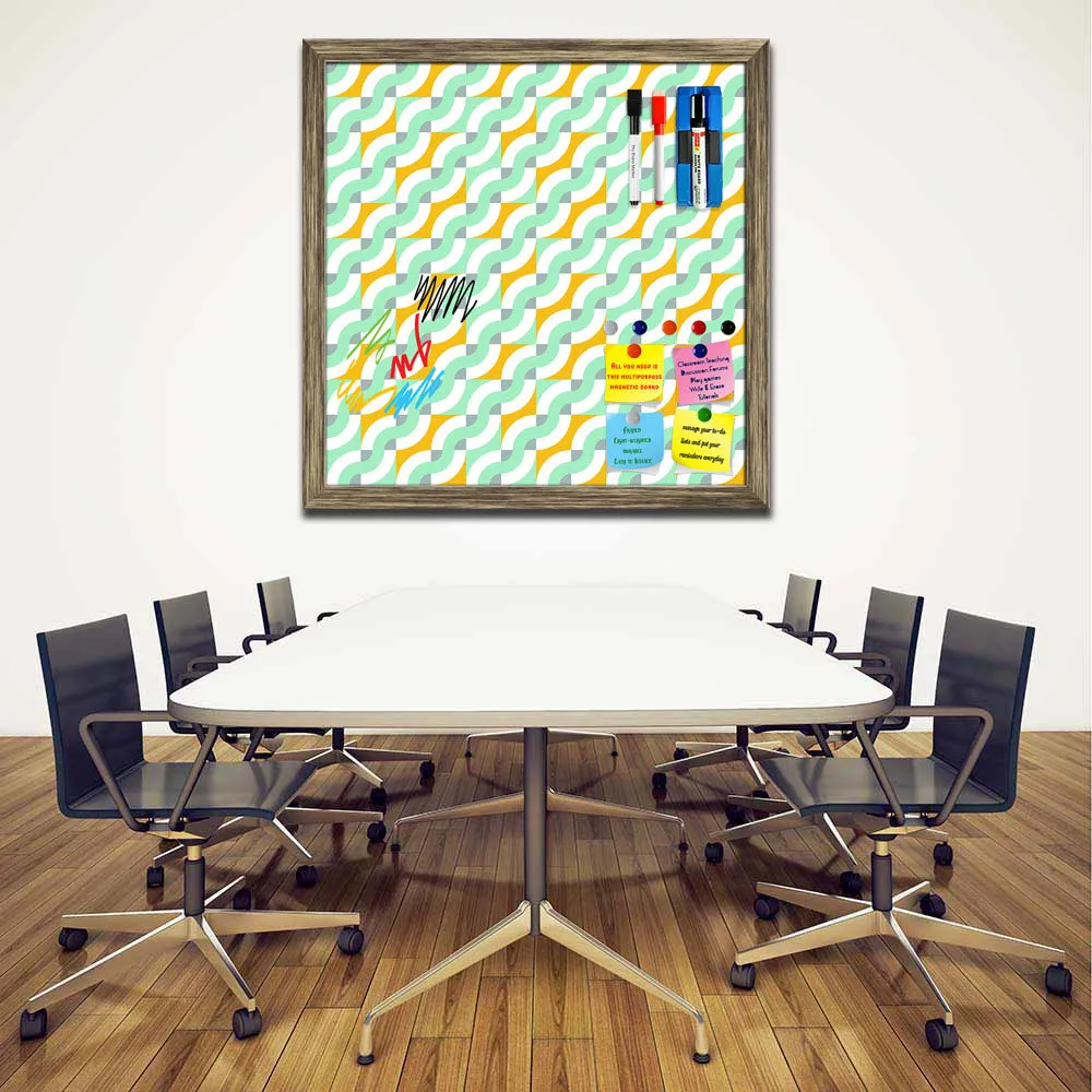 Abstract Geometric 3D Pattern D3 Framed Magnetic Dry Erase Board | Combo with Magnet Buttons & Markers