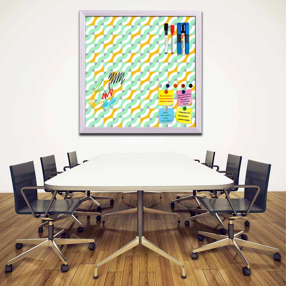Abstract Geometric 3D Pattern D3 Framed Magnetic Dry Erase Board | Combo with Magnet Buttons & Markers